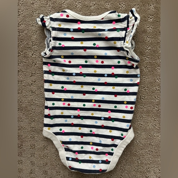 GAP Girls 3-6 Month Polka Dot Navy Stripe Bodysuit. - Picture 4 of 4